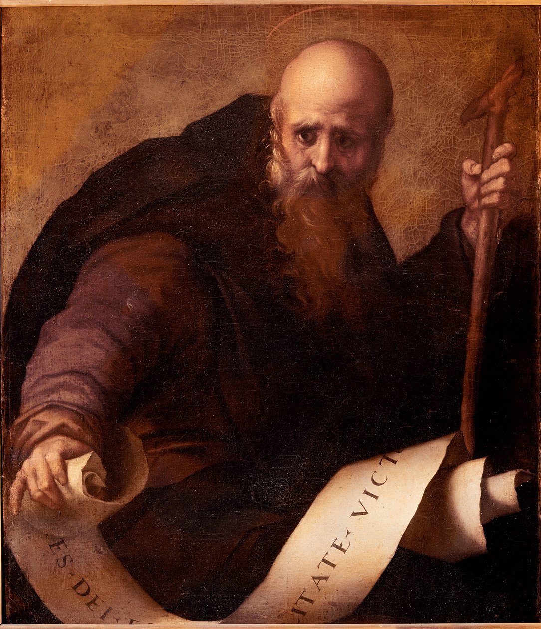Svatý Antonín, abbé Zastoupení svatého Antonína Velikého (250/251-356) (nebo svatého Antonína poustevníka nebo svatého Antonína Abbe). Obraz od Jacopa (Iacopo) Carrucci dit il Pontormo (Pontormo) (1494-1556) 1519 cca. Slunce. 78x66 cm Florencie, Galleria d od Jacopo Pontormo