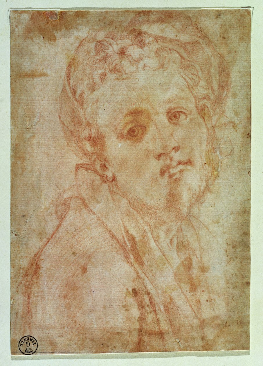 Autoportrét (červená křída na papíře) od Jacopo Pontormo