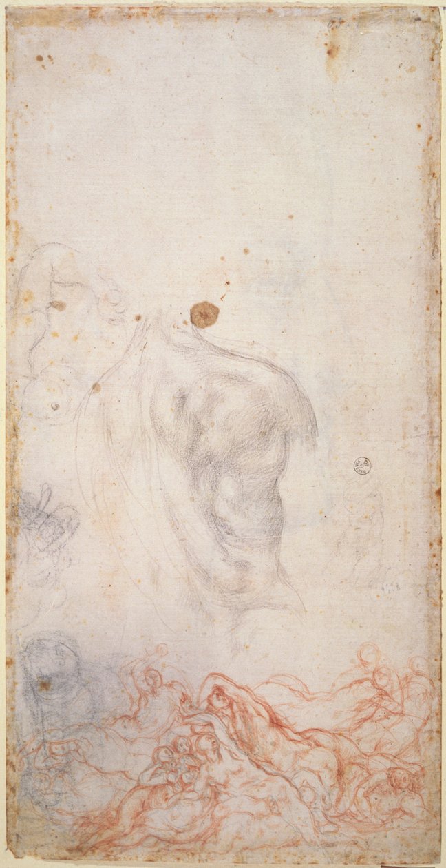 Studie ke vzkříšení mrtvých (křída na papíře) od Jacopo Pontormo