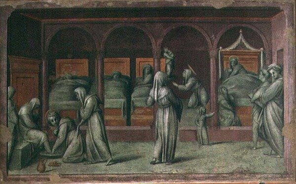 Ženské oddělení v nemocnici svatého Matěje (freska) od Jacopo Pontormo