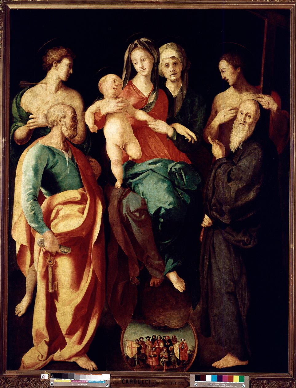 Panna a dítě se svatou Annou a čtyřmi svatými (Obraz od Jacopo Pontormo