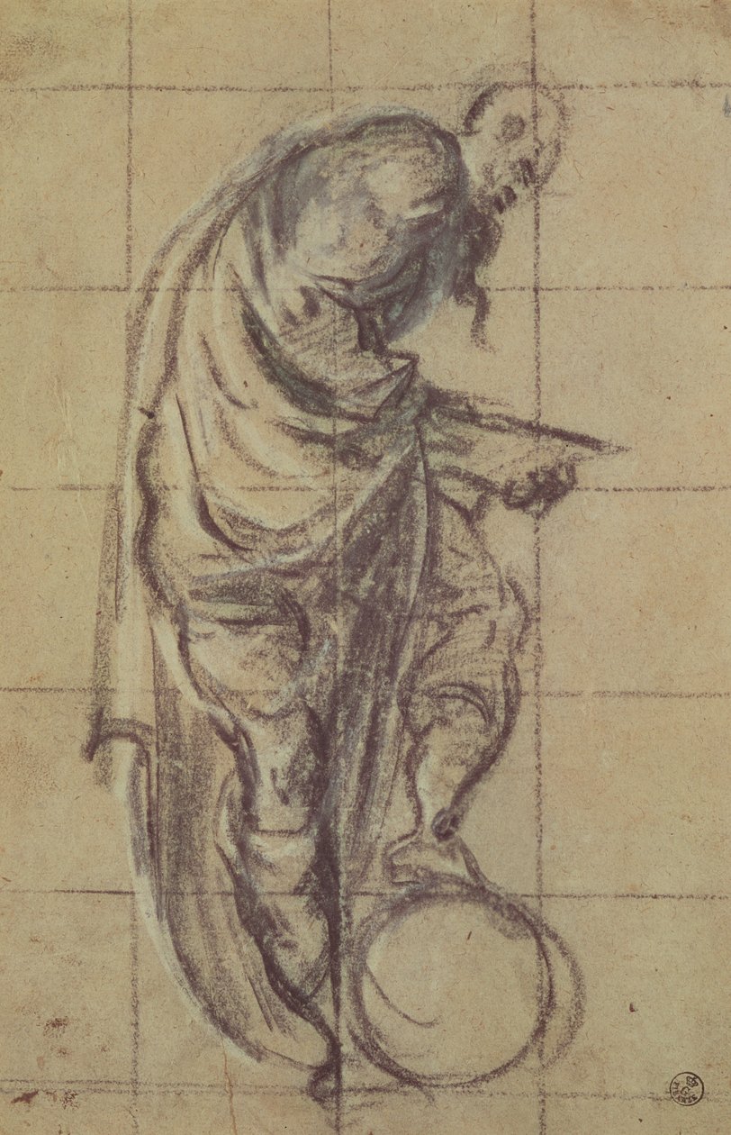 Filozof stojící na zeměkouli (uhlí na papíře) od Jacopo Robusti Tintoretto