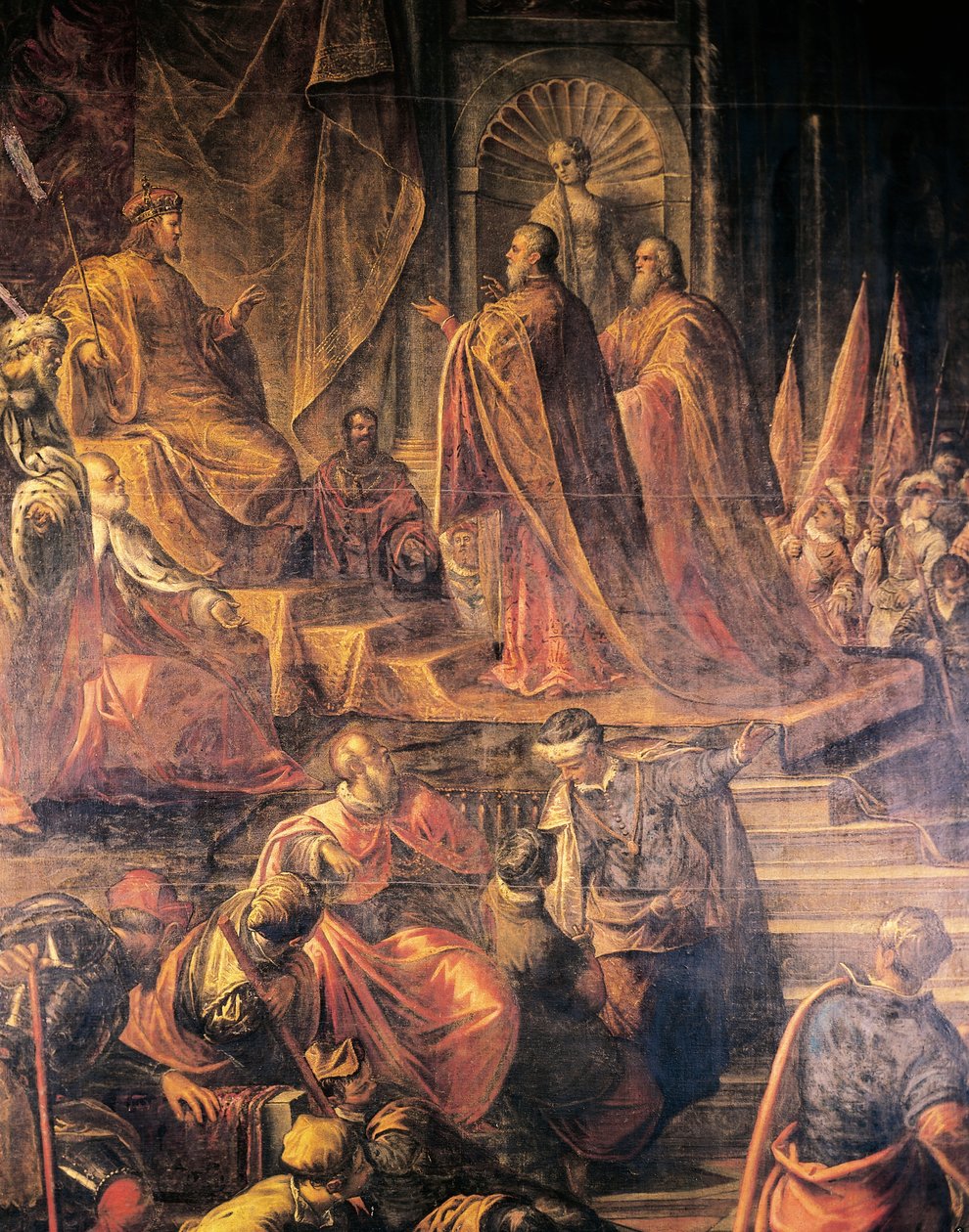 Velvyslanci papeže a Benátčanů, kteří marně prosili Barbarossu o mír, Jacopo Tintoretto (1519-1594) a jeho dílna, Velká síň rady, Dóžecí palác, Benátky. Itálie od Jacopo Robusti Tintoretto