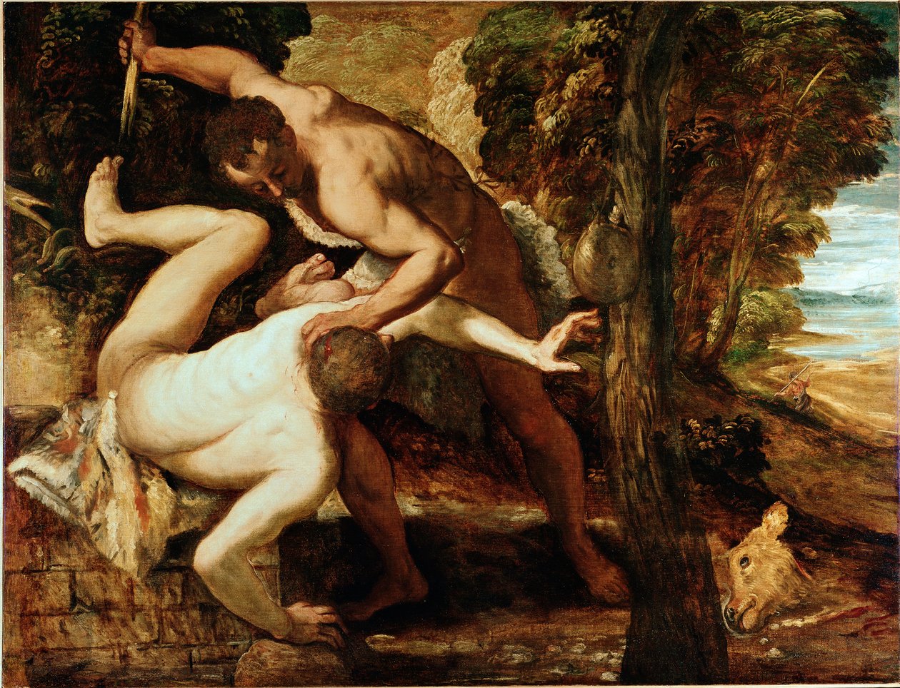 Kain zabíjející Abela Obraz Jacopo Robusti dit il Tintoretto (Tintoret) (1518-1594) 1550-1553 Ne. 149x196 cm Galerie Accademia, Benátky od Jacopo Robusti Tintoretto