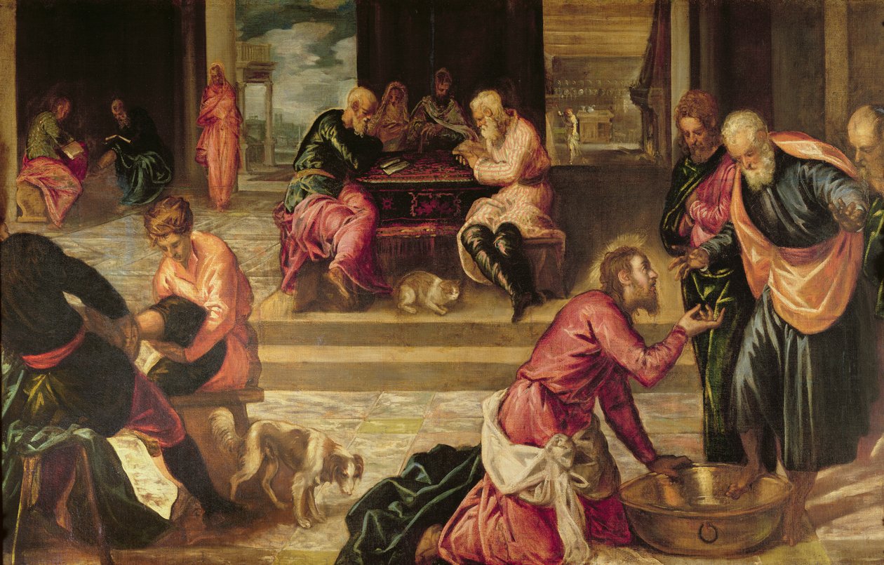 Kristus umývá nohy učedníkům od Jacopo Robusti Tintoretto