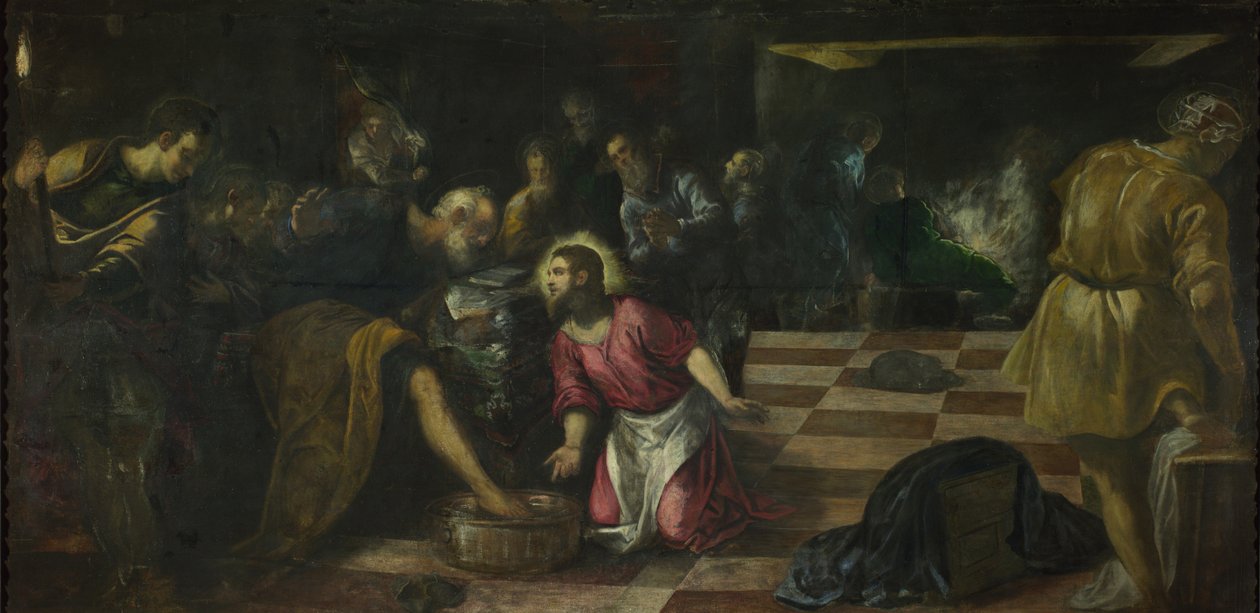 Kristus umývá nohy učedníkům, ca. 1575 od Jacopo Robusti Tintoretto