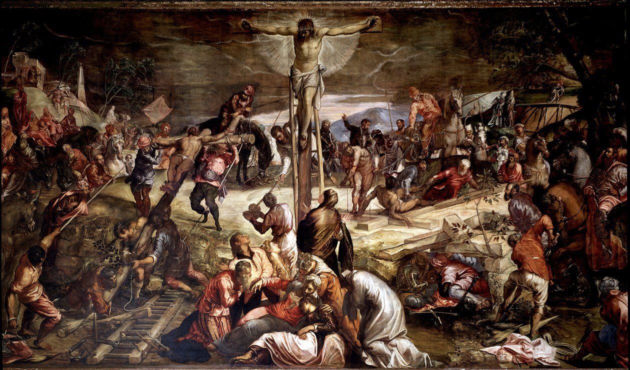 "" Ukřižování "" Obraz od Tintoretta (Jacopo Robusti) (1518-1594) 1565 Rozměr 536x1224 cm Benátky, Scuola di San Rocco od Jacopo Robusti Tintoretto