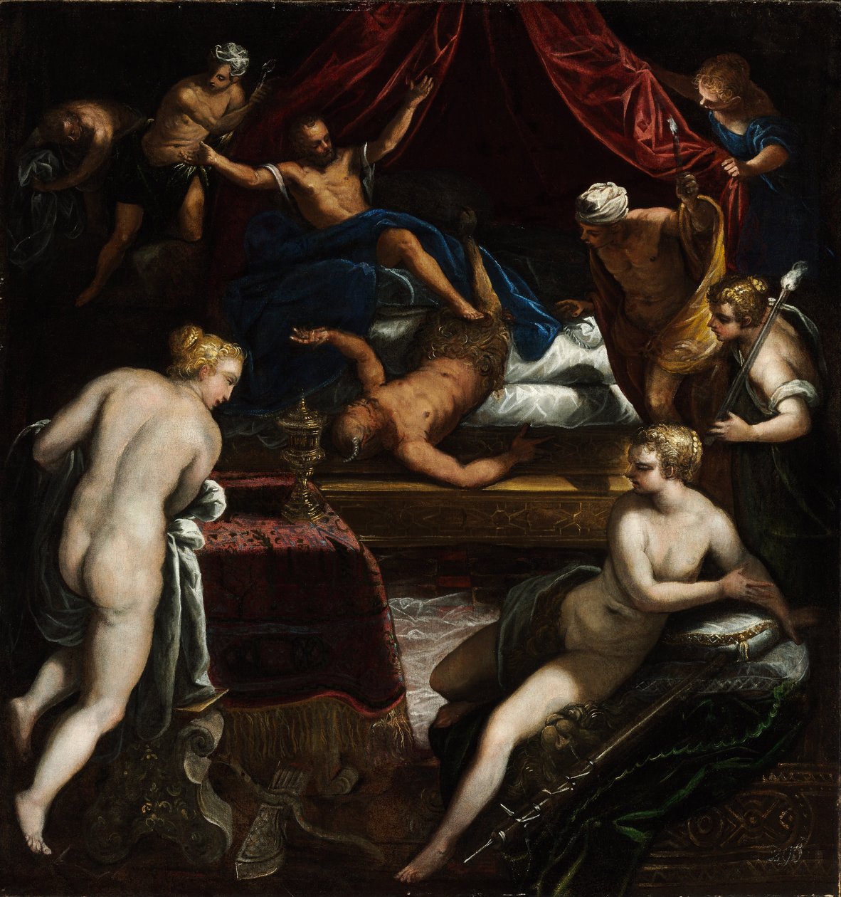Herkules vyhání fauna z postele Omphales od Jacopo Robusti Tintoretto