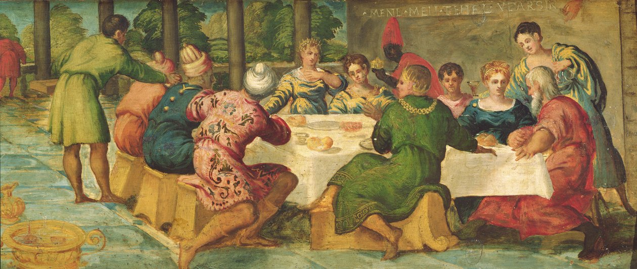 Banket krále Belšazara, c.154344 (panel) (detail 70487) od Jacopo Robusti Tintoretto