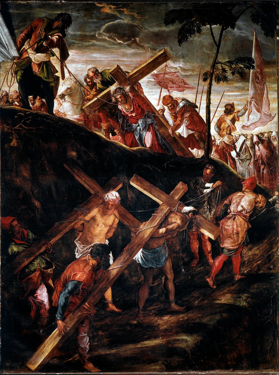 La Montee au Calvary (Křížová cesta) (Křížový kočár) Obraz Jacopo Robusti dit le Tintoret (Tintoretto) (1518-1594) 1566-1567 Sun. 515x390 cm venise, scuola di san Rocco od Jacopo Robusti Tintoretto