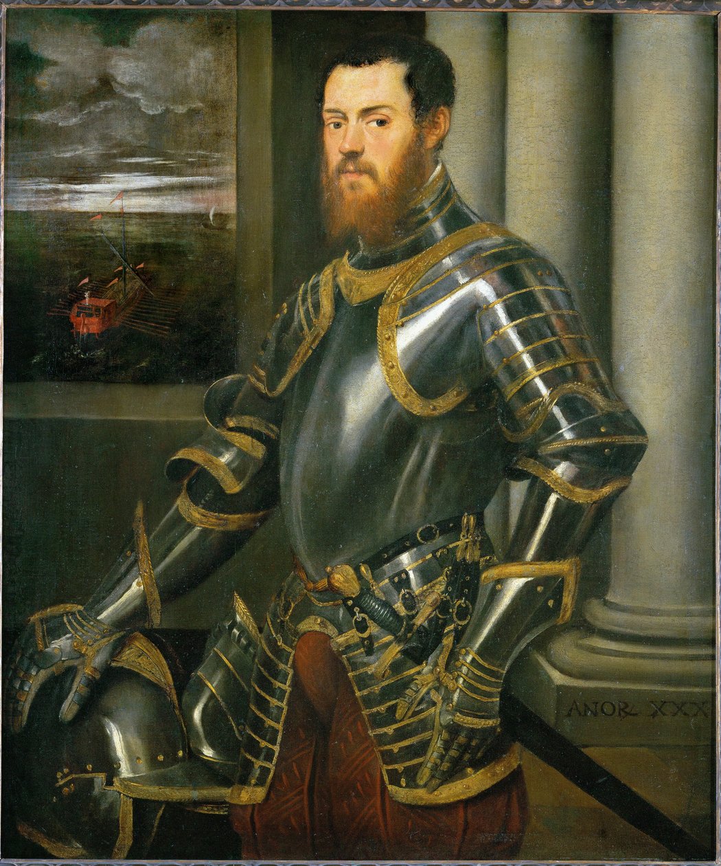 Muž se zlatě damaskovanou zbrojí (malba na plátně) od Jacopo Robusti Tintoretto