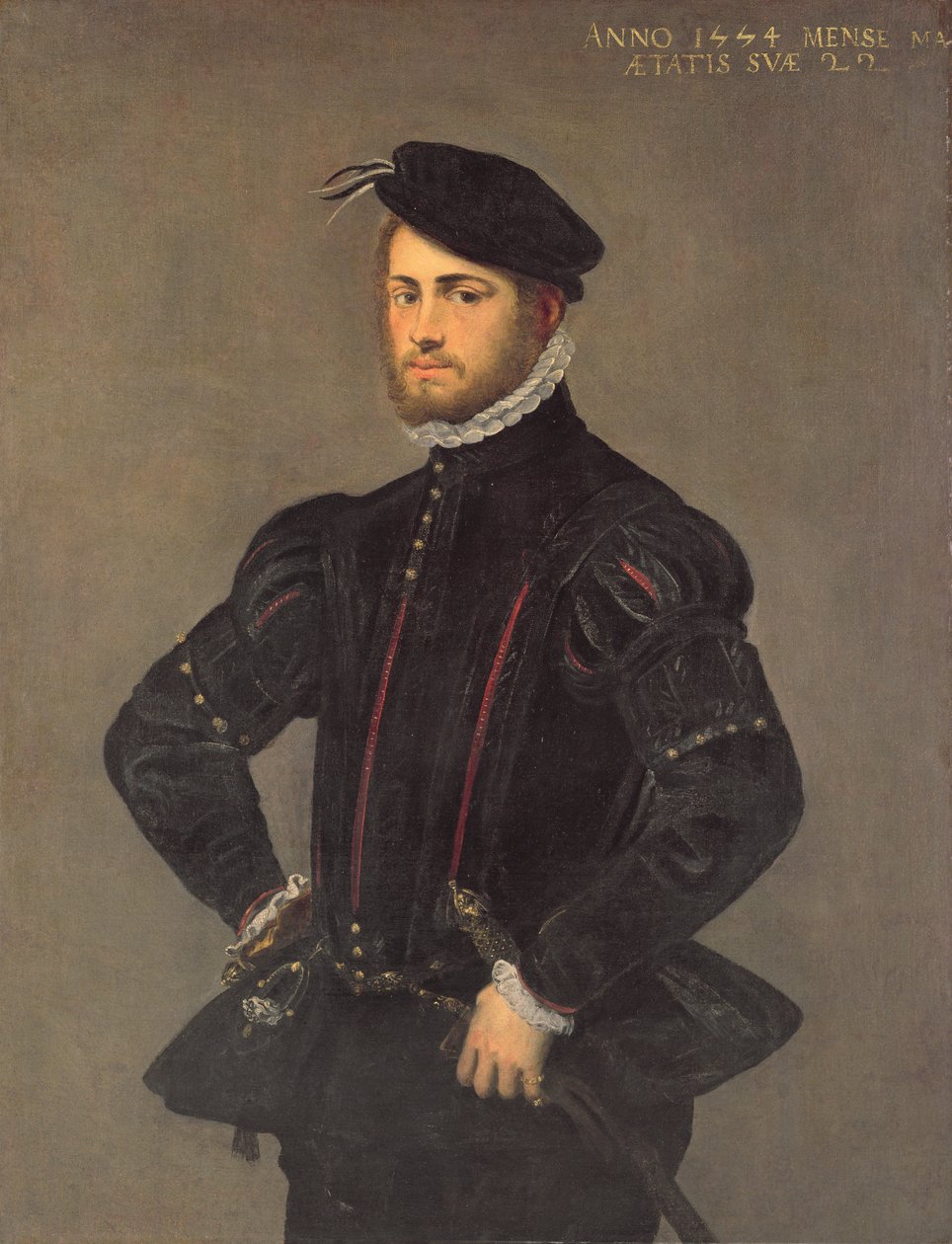 Portrét mladého muže, 22 let, 1554 od Jacopo Robusti Tintoretto