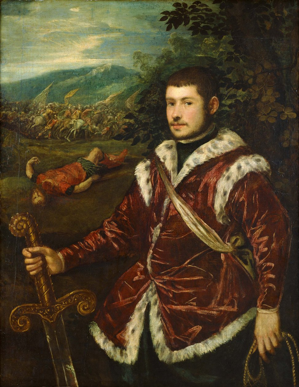 Portrét mladého muže jako David, cca 1555 od Jacopo Robusti Tintoretto