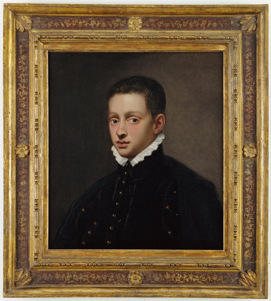 Portrét chlapce, po poprsí, v černém kabátku s bílým límečkem od Jacopo Robusti Tintoretto