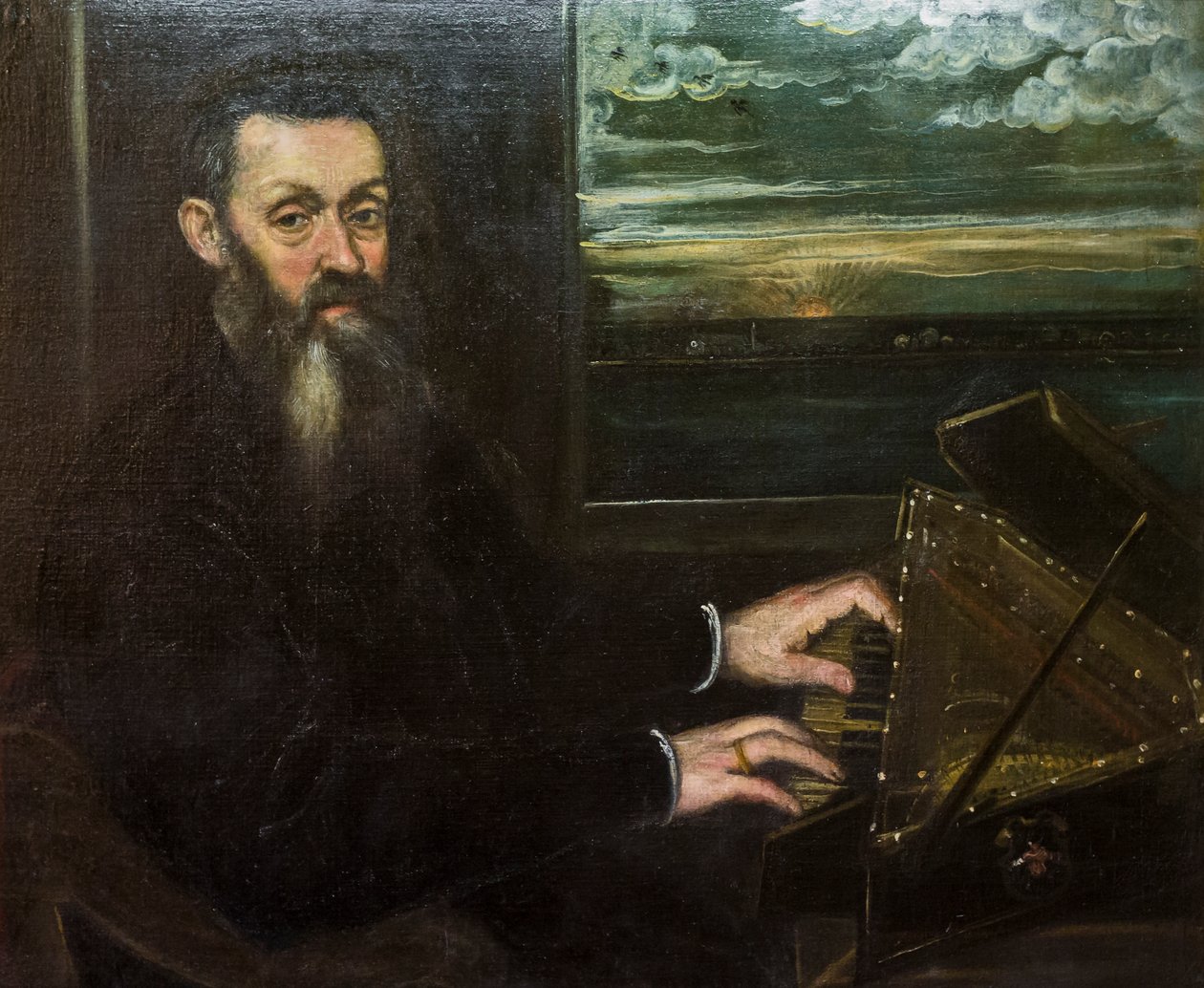 Portrét starého pána u spinetu od Jacopo Robusti Tintoretto