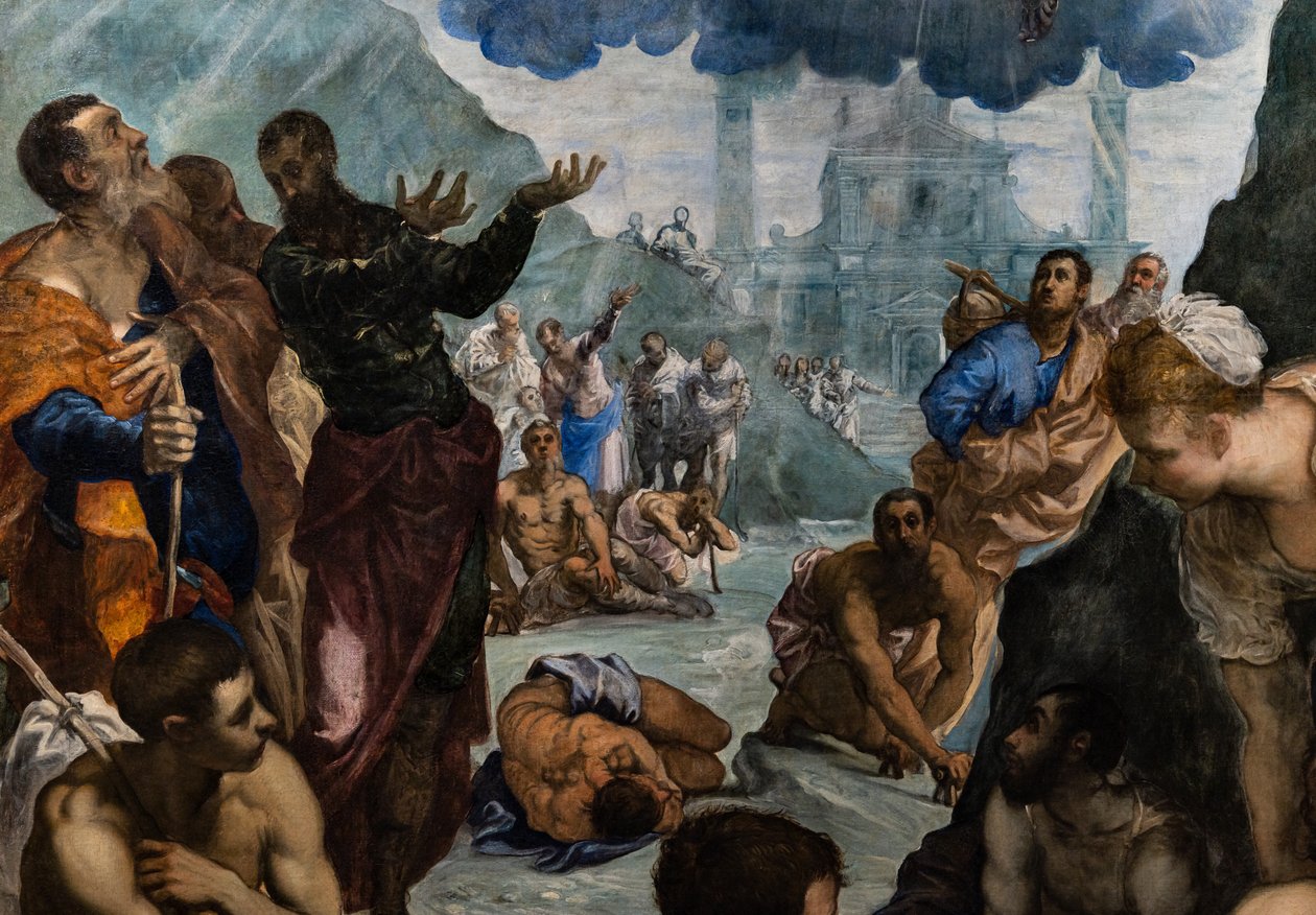 Svatý Augustin uzdravuje chromé, detail od Jacopo Robusti Tintoretto