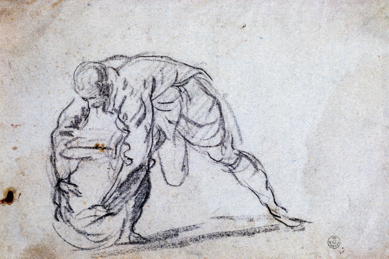 Studie pro prohnutou mužskou postavu od Jacopo Robusti Tintoretto