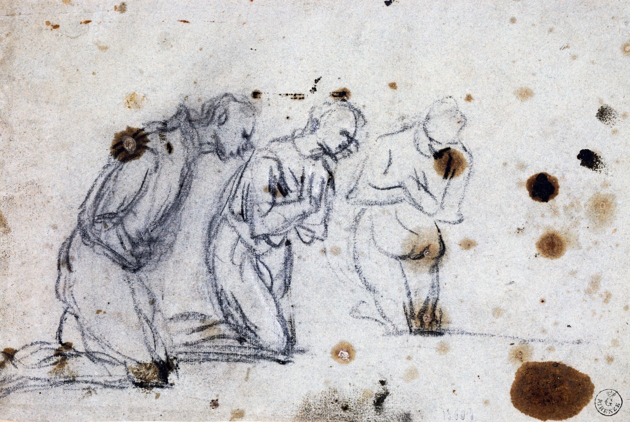 Studie pro klečící postavy od Jacopo Robusti Tintoretto
