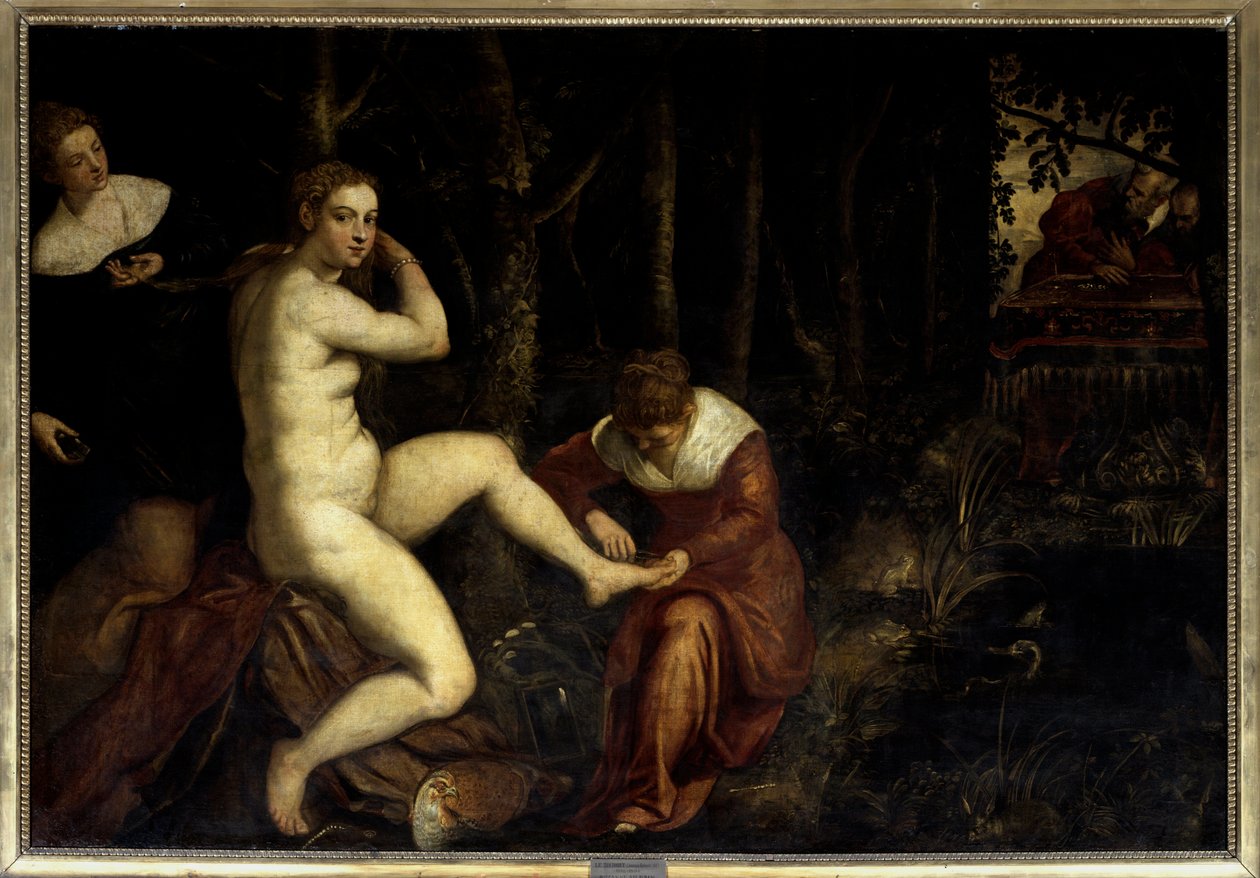 Suzanne ve vaně Obraz Jacopo Robusti dit Le Tintoret (Il Tintoretto) (1518-1594) 16. století Sun. 1,67x2,38 m Paříž, muzeum Louvre od Jacopo Robusti Tintoretto