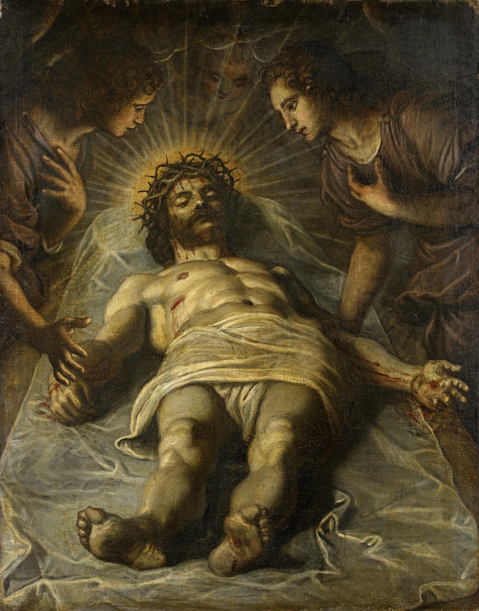 Mrtvý Kristus se dvěma anděly od Jacopo Robusti Tintoretto