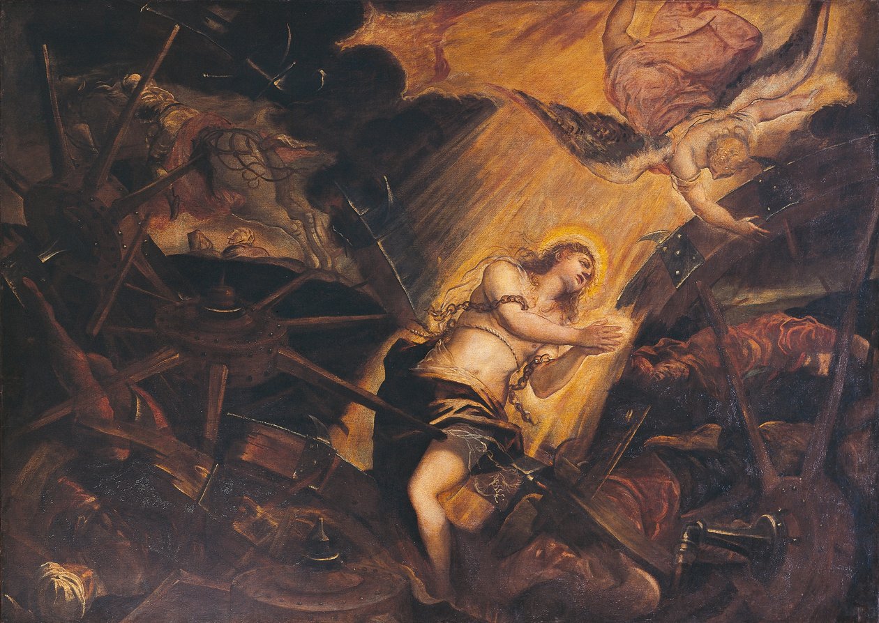 Umučení svaté Kateřiny, Jacopo Robusti, známý jako Tintoretto (1518-1594), patriarchální palác, Benátky, Itálie od Jacopo Robusti Tintoretto