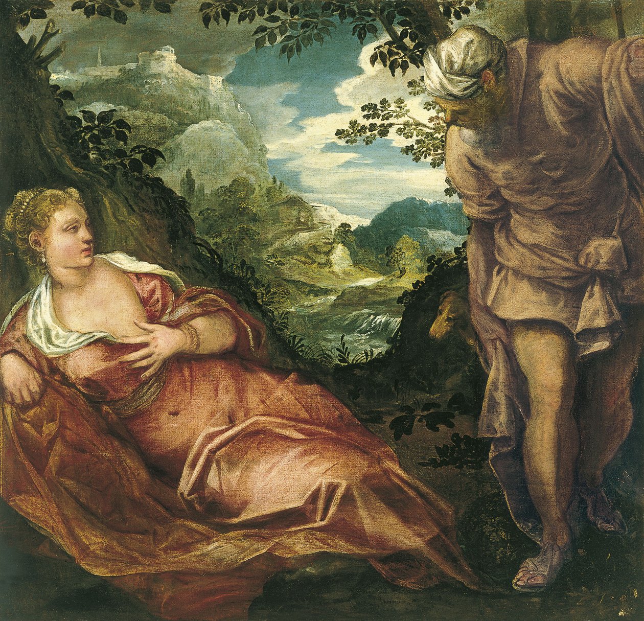 Setkání Judy a Támar od Jacopo Robusti Tintoretto