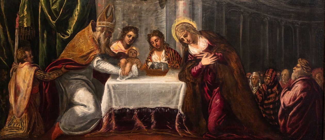Obětování v chrámu, kolem roku 1540 (olej na plátně) od Jacopo Robusti Tintoretto