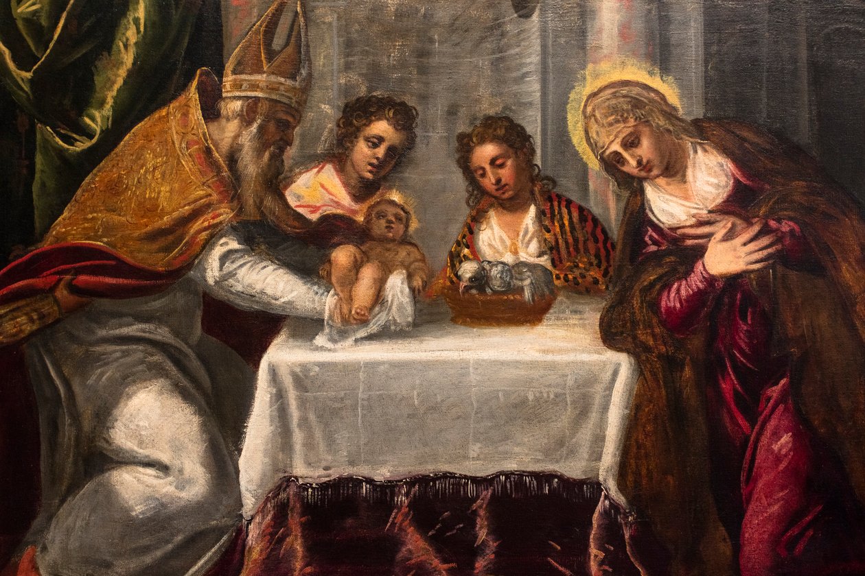Obětování v chrámu, detail, asi 1540 (olej na plátně) od Jacopo Robusti Tintoretto
