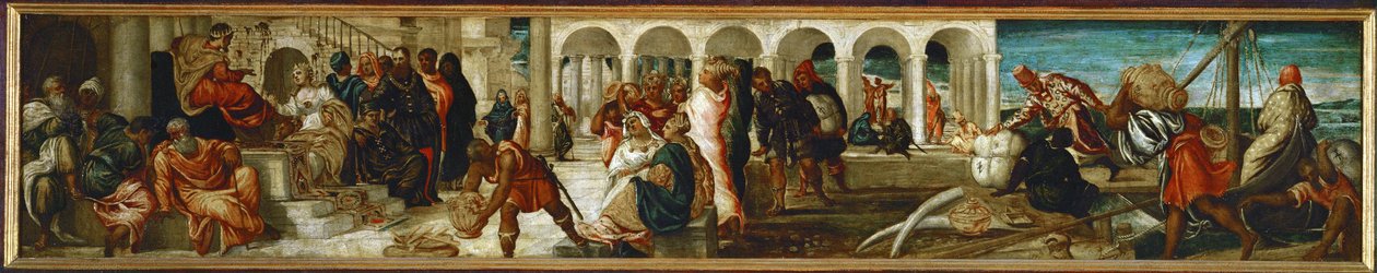 Královna ze Sáby před Šalamounem (olej na smrkovém dřevě) od Jacopo Robusti Tintoretto