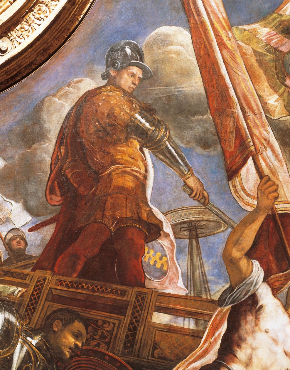 Benátčané bojují proti Aragonským v Gallipoli, Jacopo Robusti, známý jako Tintoretto (1518-1594), Detail, Sala del Maggior Consiglio (Síň Velké rady), Palazzo Ducale, Benátky od Jacopo Robusti Tintoretto