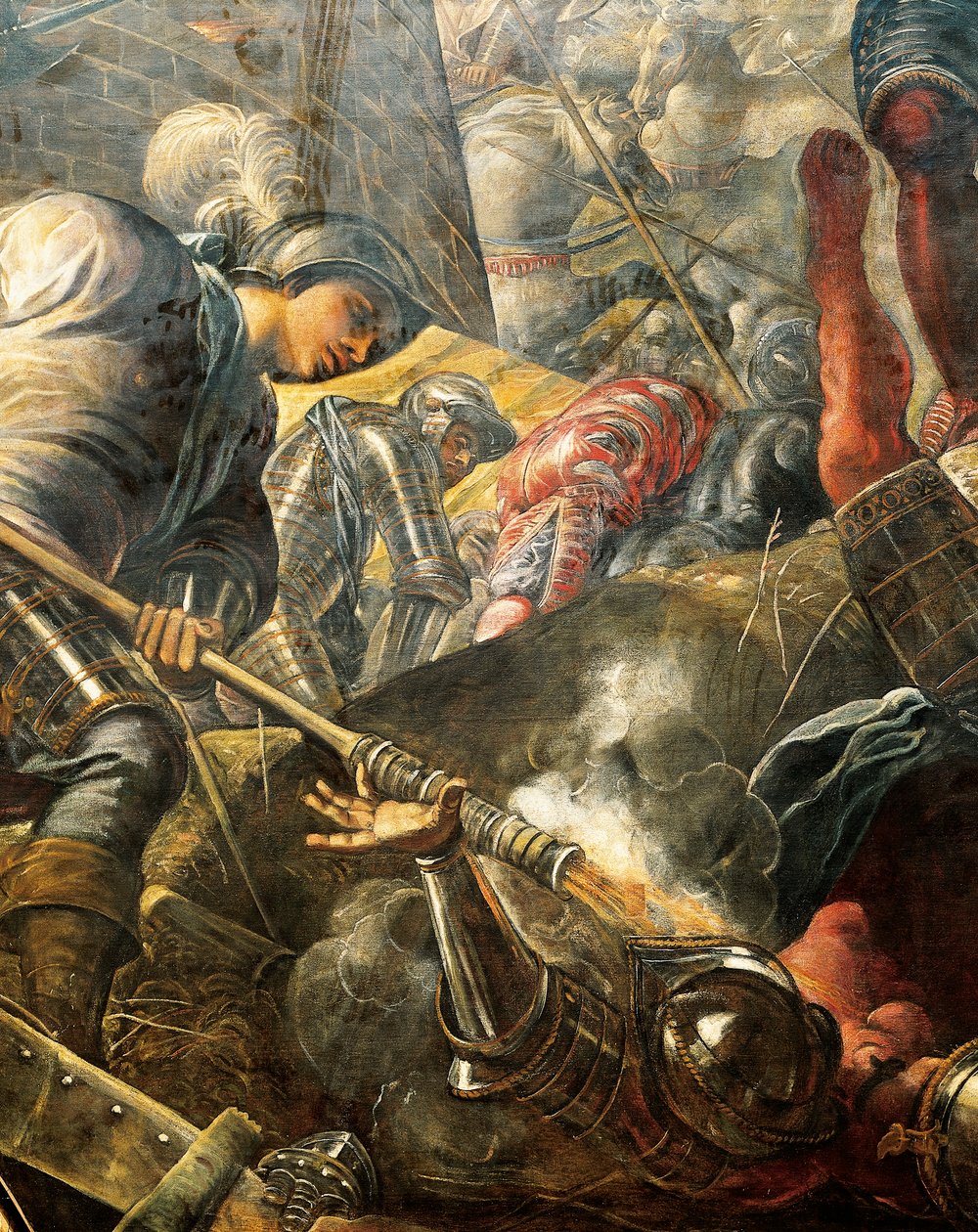 Benátčané pomáhají Brescianům prolomit obležení Filippa Maria Viscontiho, Jacopo Robusti, známý jako Tintoretto (1518-1594), Detail, Sala del Maggior Consiglio (Síň Velké rady), Palazzo Ducale, Benátky od Jacopo Robusti Tintoretto