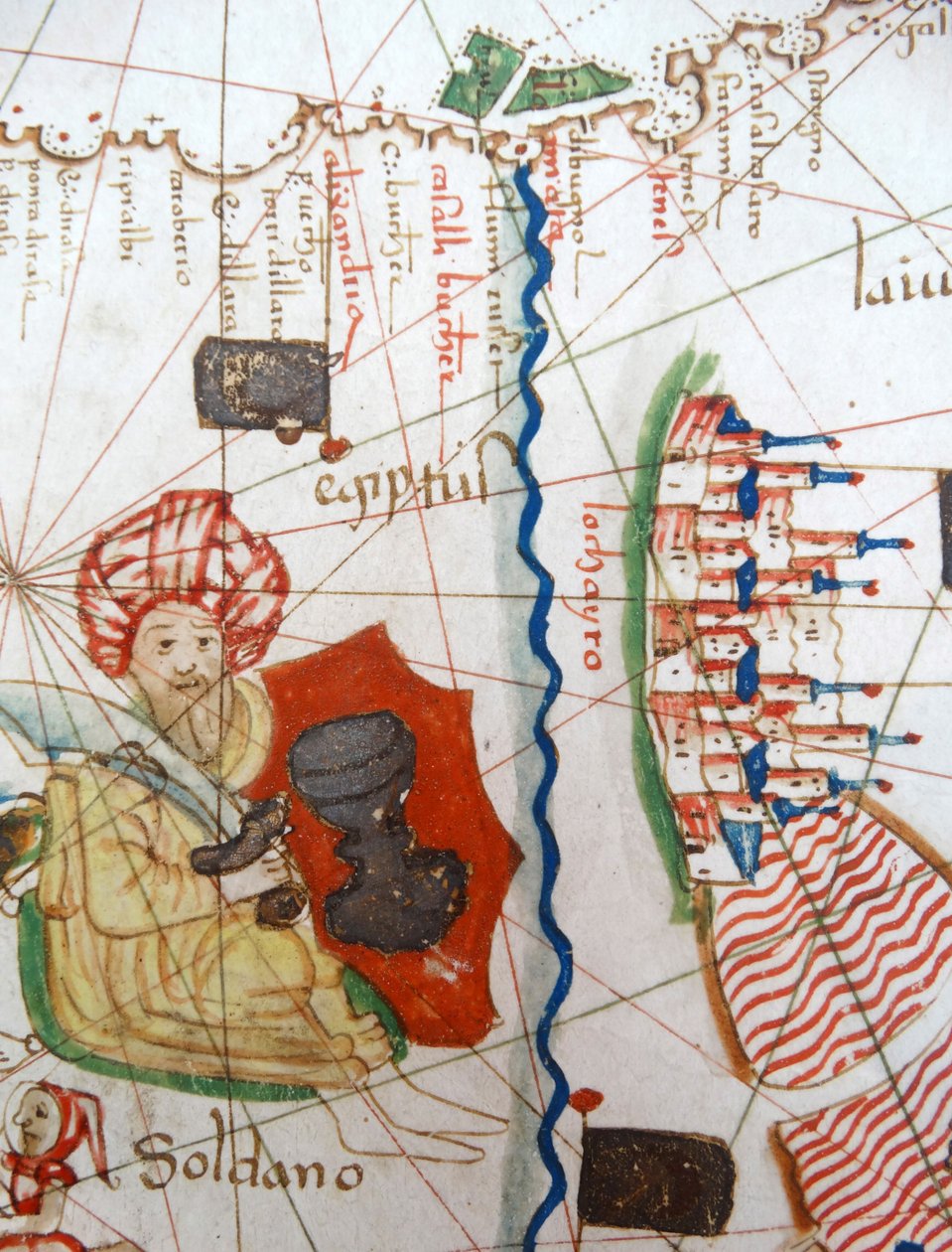 Detail Egypta a Rudého moře z renesanční mapy Evropy, Jacopo Russo (po) 1528 od Jacopo Russo