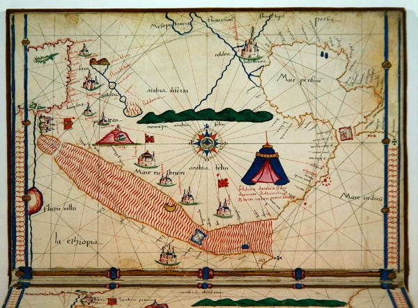 Paní Ital 550.0.3.15 fol.5v Mapa Rudého moře, z Carte Geografiche od Jacopo Russo
