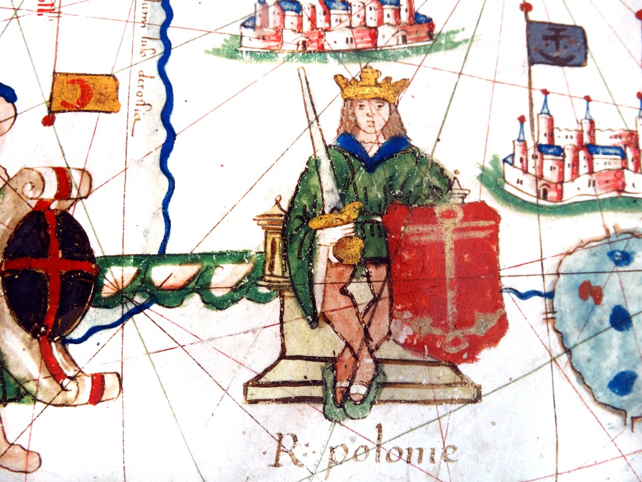 detail polského krále z renesanční mapy Evropy, Jacopo Russo (po), 1528 od Jacopo Russo