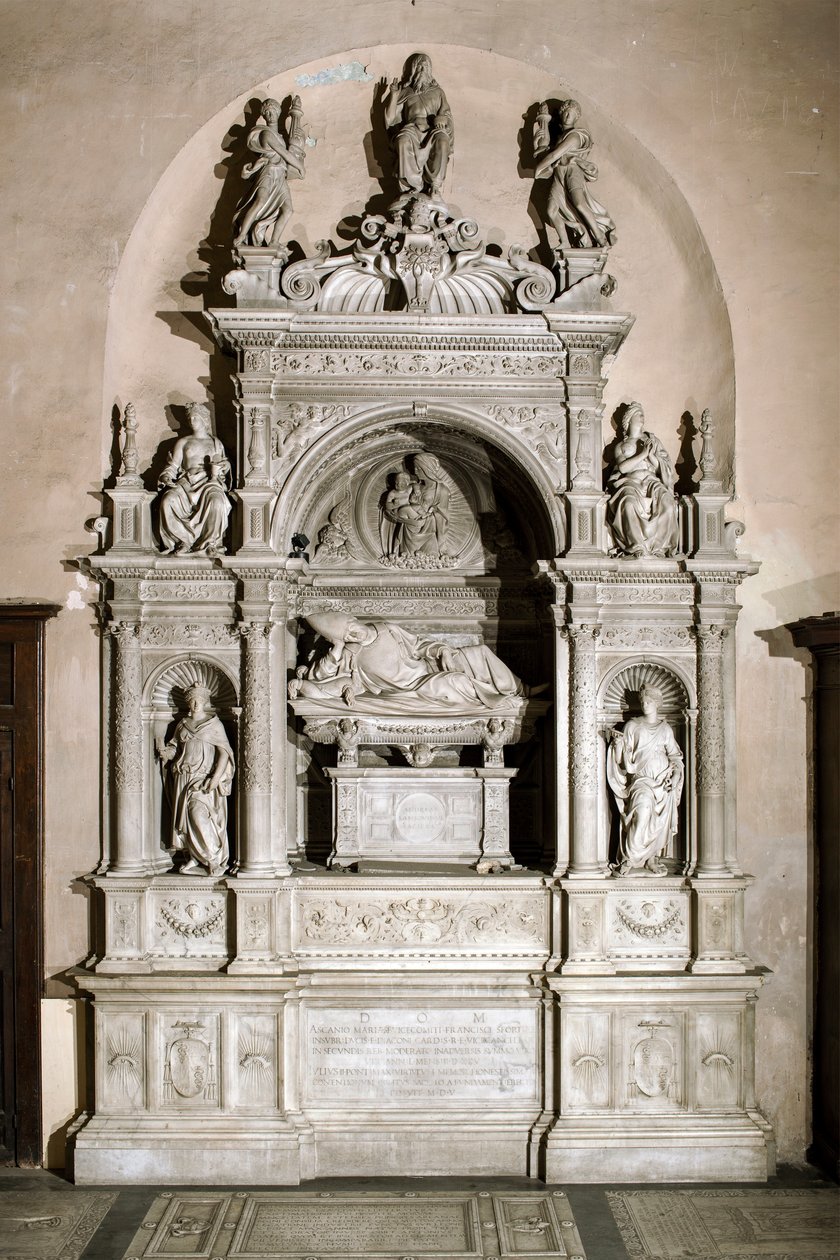 Pohřební pomník na počest kardinála Ascanio Maria Sforza (mramorová socha, 1505-1507) od Jacopo Sansovino