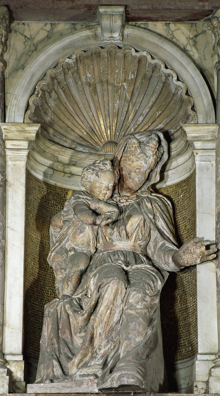 Panna a dítě (terakota zlacená a malovaná od Jacopo Sansovino