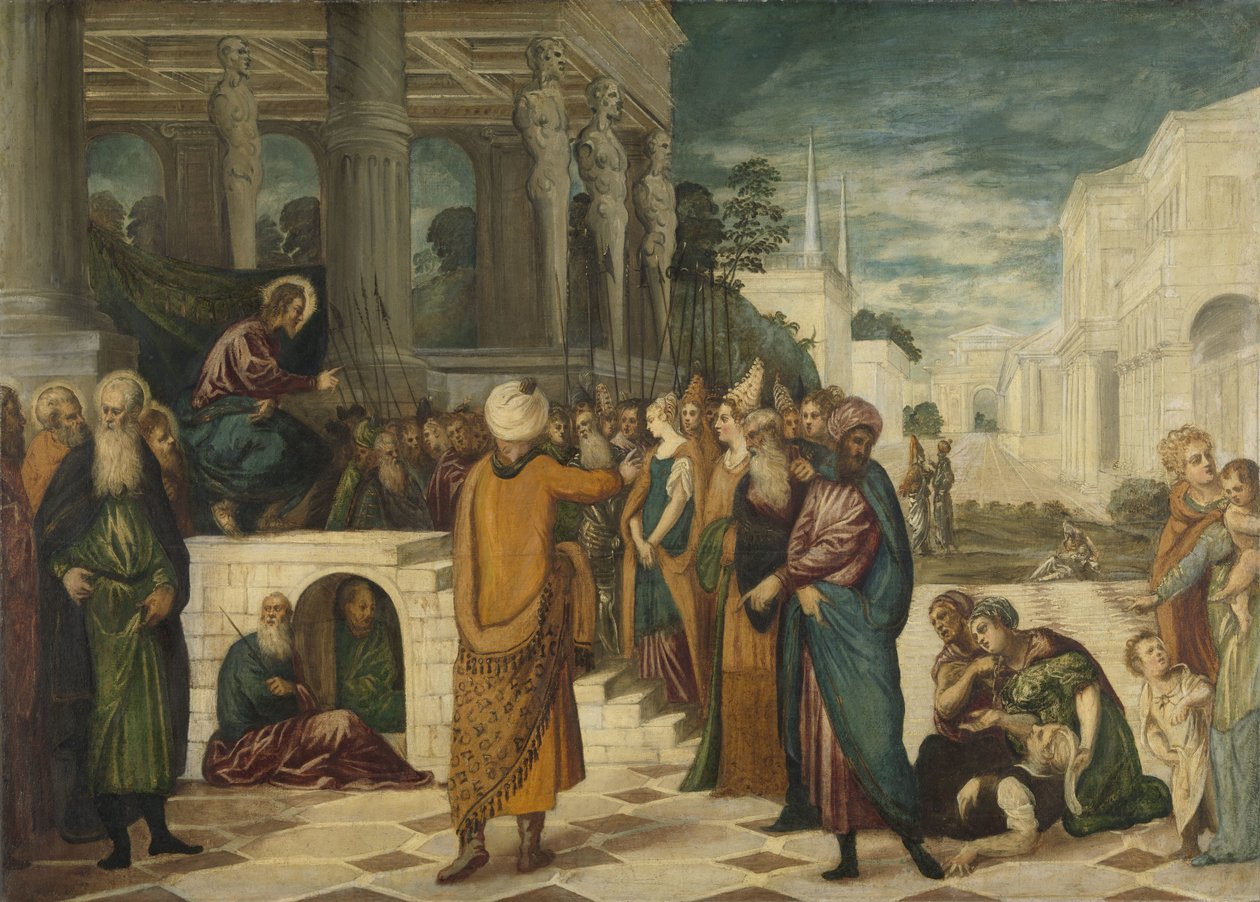 Kristus s cizoložnou ženou od Jacopo Tintoretto