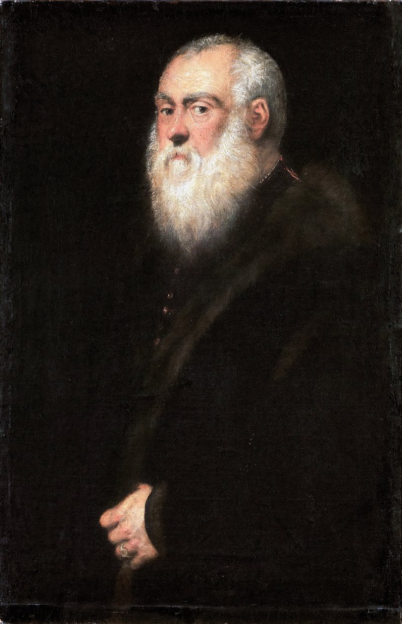 Německy: Bildnis eines weißbärtigen Mannes Portrét krále Zikmunda II Augusta (1520-1572) od Jacopo Tintoretto