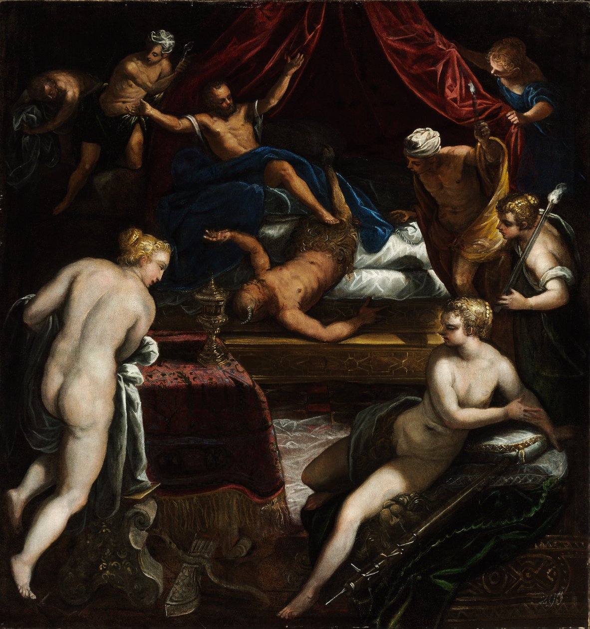 Herkules vyhání fauna z Omfalina lože od Jacopo Tintoretto