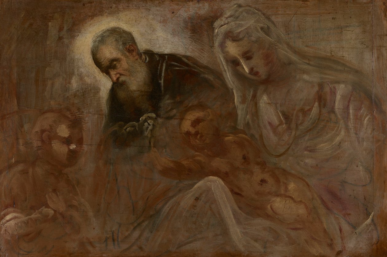 Svatá rodina s mladým svatým Janem Křtitelem od Jacopo Tintoretto