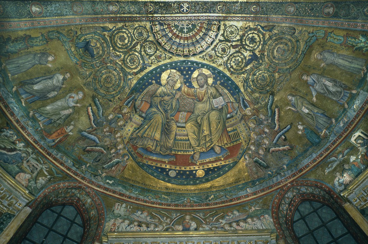 Korunovace Panny Marie, apsida baziliky S.Maria Maggiore, Řím, 1287-92 (mozaika) od Jacopo Torriti
