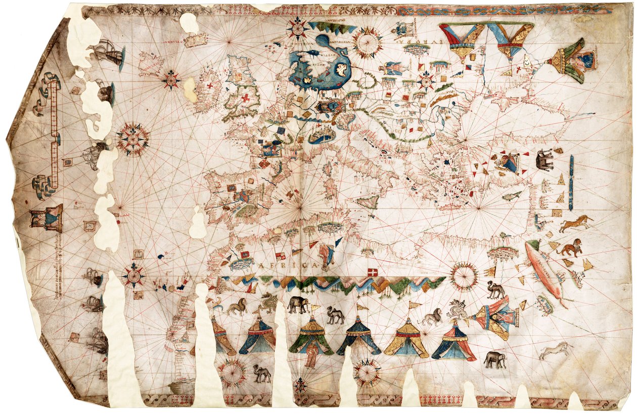 Středozemní moře, Černé moře a severovýchodní Atlantik od Jacopo Vesconte Maggiolo