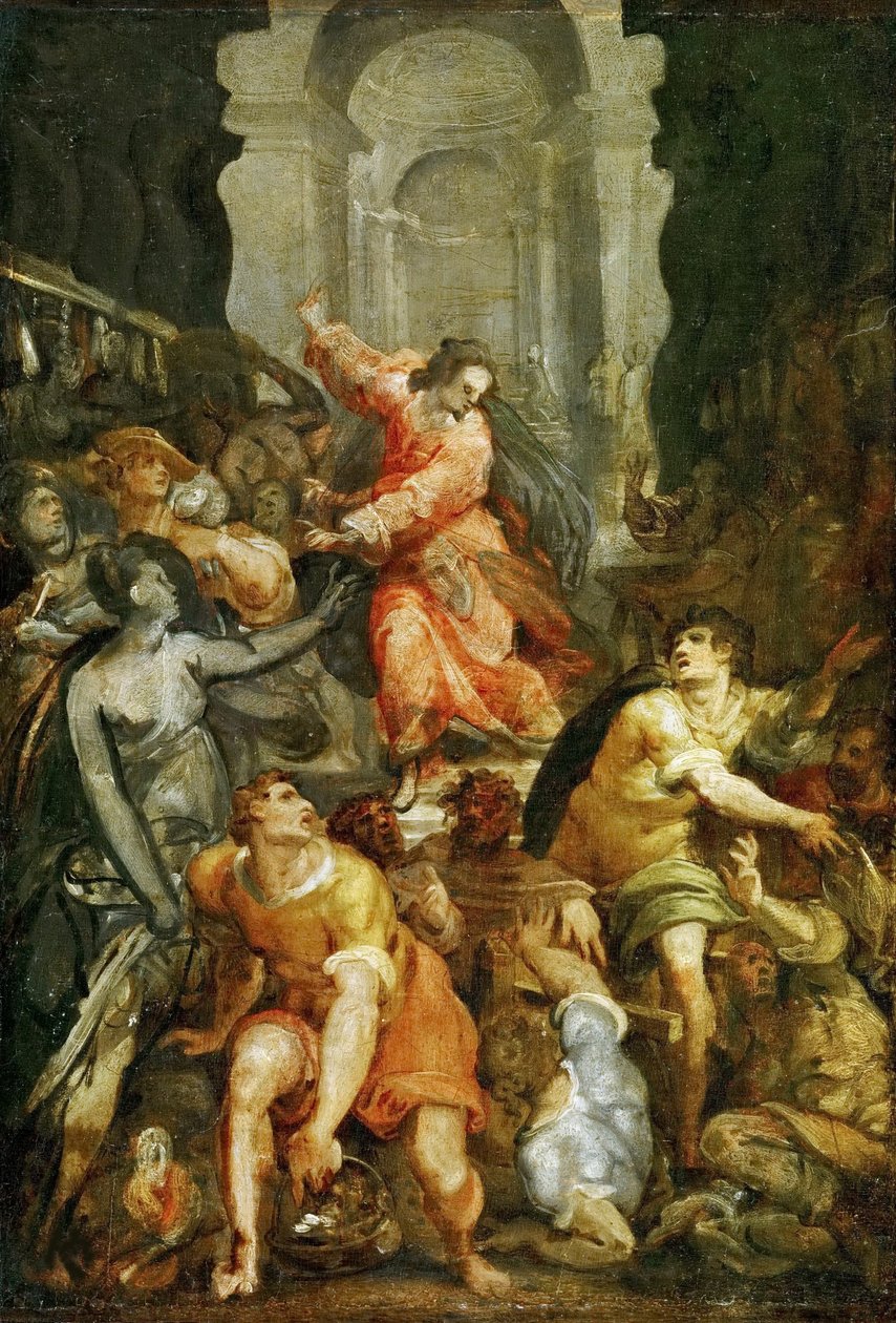 Kristus vyhání směnárníky z chrámu, asi 1588. od Jacopo Zucchi