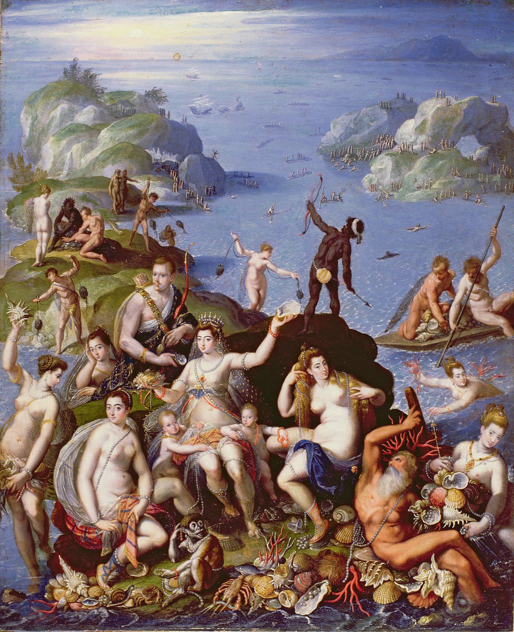Lov korálů, cca 1590 (olej na mědi) od Jacopo Zucchi