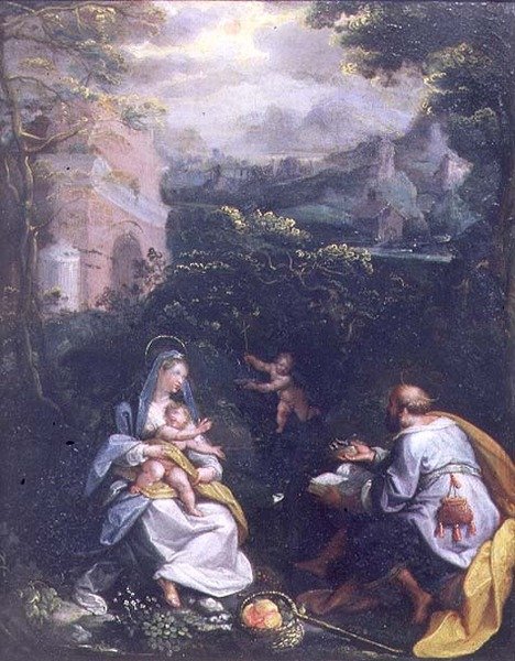 Odpočinek při letu do Egypta (panel) od Jacopo Zucchi