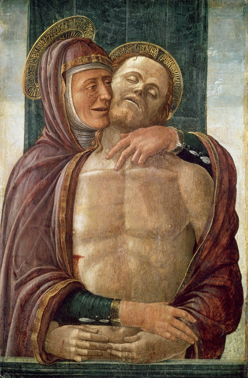 Panna s mrtvým Kristem, kolem 1480 (tempera na panelu) od Jacopo da Montagnana