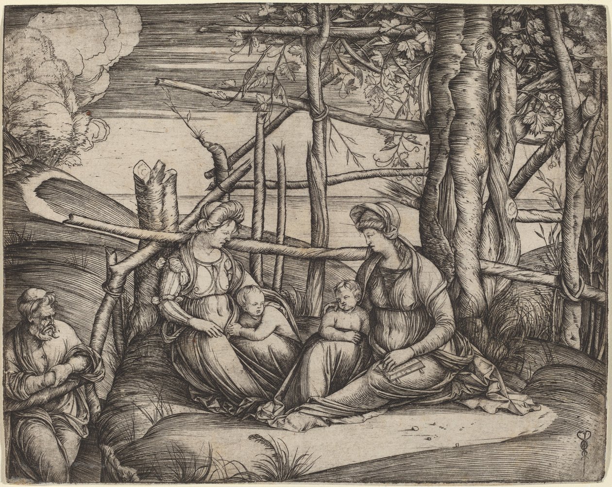 Svatá rodina se svatou Alžbětou a svatým Janem Křtitelem, c. 14991501. od Jacopo de Barbari