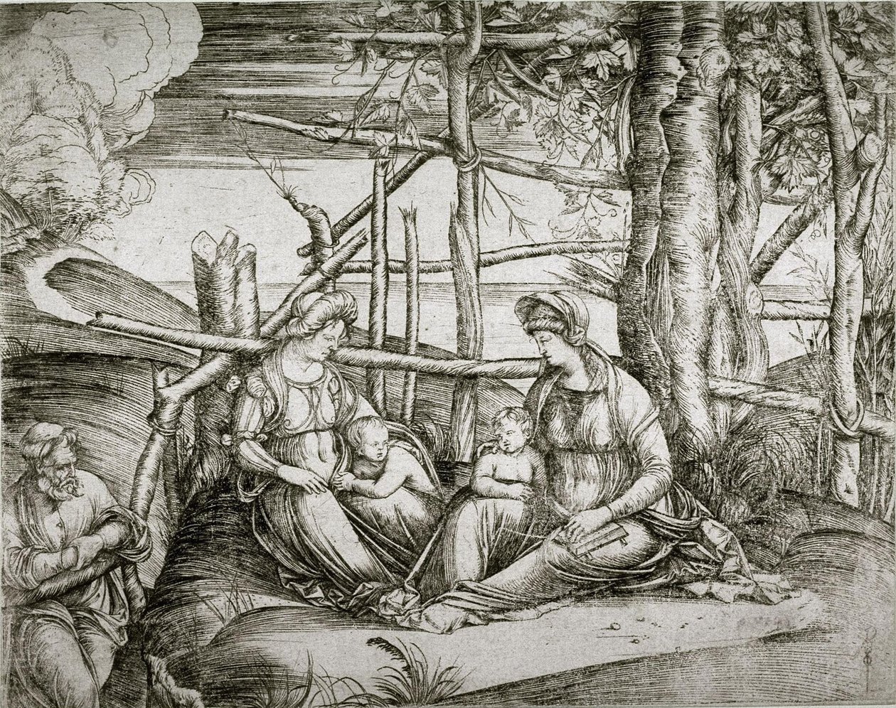 Svatá rodina se svatou Alžbětou od Jacopo de