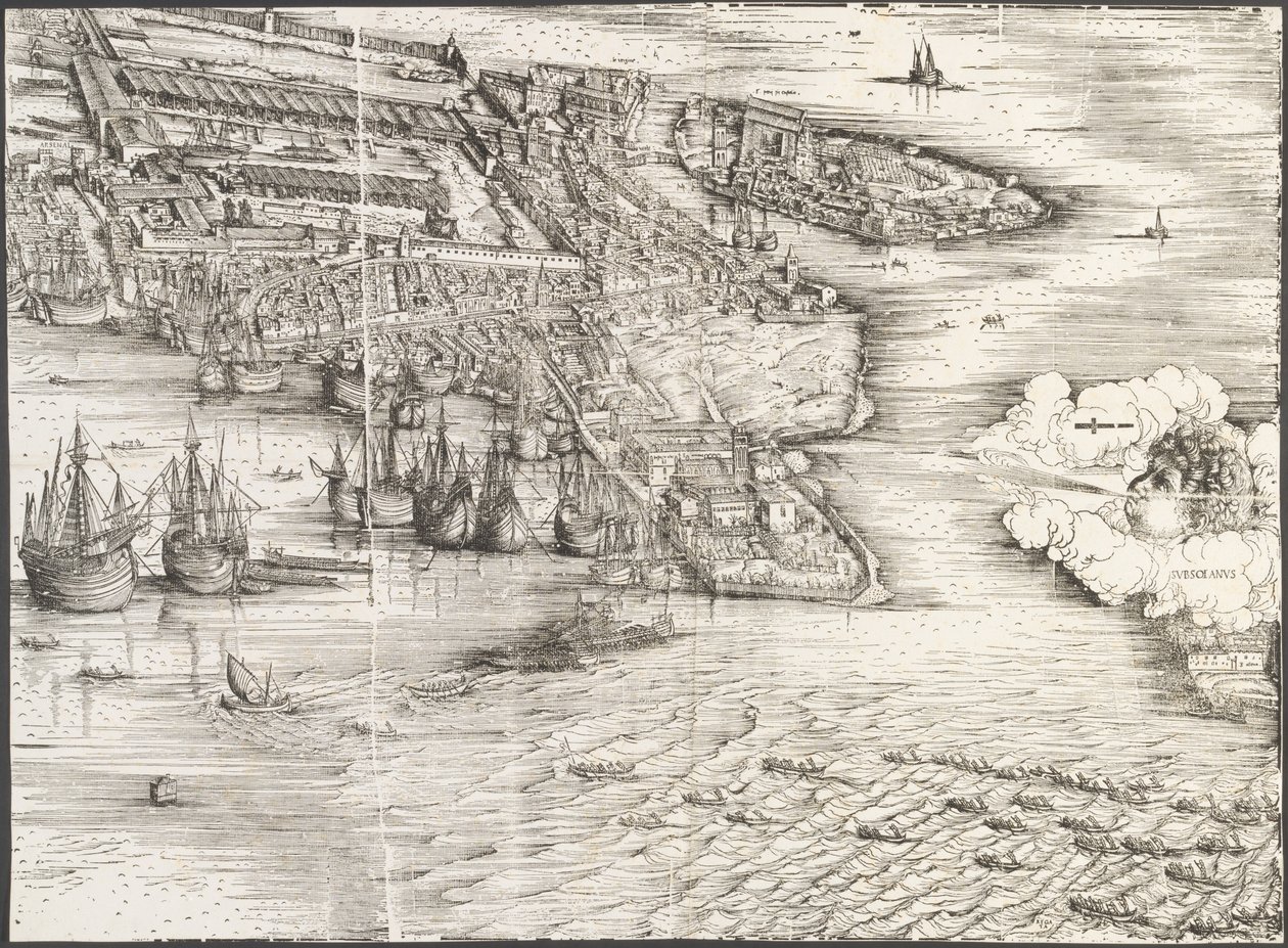 Pohled na Benátky [pravý dolní blok], 1500. od Jacopo de Barbari