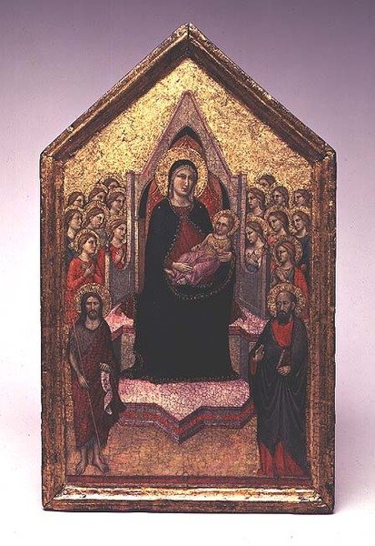 Madona s dítětem se sv. Janem Křtitelem, sv. Pavlem a anděly od Jacopo del Casentino